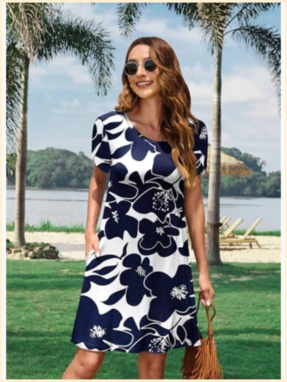 Casual T-Shirt Dress with Petal Sleeves and Pockets - Picture 3 of 5